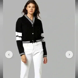 [L]Smyth Campus Sutra  Striped Snap Button-Down Bomber Jacket Women